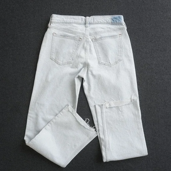Abercrombie & Fitch The Baggy Low Rise Jeans Womens Long Raw Hem 27 / 4L - Picture 3 of 10